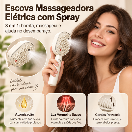 Escova Massageadora Elétrica 3 em 1